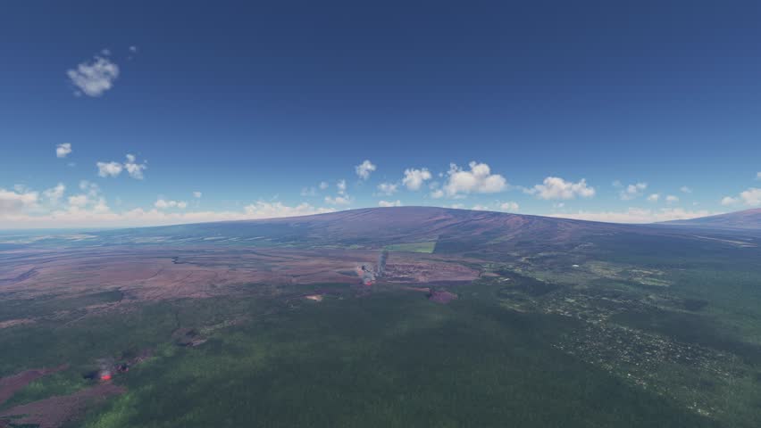 3D - Circular aerial view of Kilauea and Napao Crater Eruption in Hawaii. United States