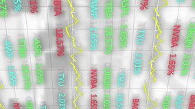 Animation of colorful trading board data and line graphs moving over grid pattern. Digitally generated, multiple exposure, stock market, finance, investment, report, progress, figures, business. - Powered by Shutterstock - Get 15% off with code: PIKWIZARD15