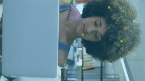 Animation of binary coding data processing over diverse businesswomen working in office. Global business, finances, computing and data processing concept digitally generated video. - Powered by Shutterstock - Get 15% off with code: PIKWIZARD15