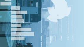 Animation of financial data processing over cityscape. Global business, finances, computing and data processing concept digitally generated video. - Powered by Shutterstock - Get 15% off with code: PIKWIZARD15