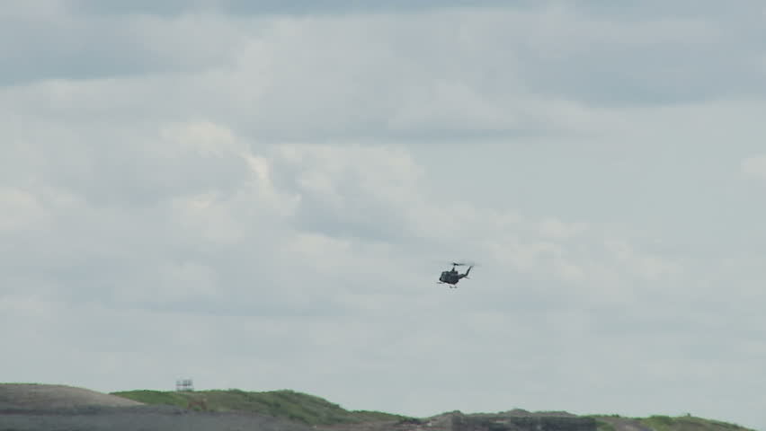 Bell UH-1H Huey helicopter in flight.