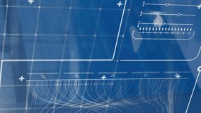 Animation of statistics and financial data processing over modern building. Global connections, business, finances, computing and data processing concept digitally generated video. - Powered by Shutterstock - Get 15% off with code: PIKWIZARD15