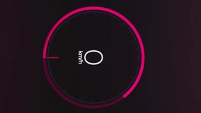 Animation of speedometer over interface with data processing against black background. Computer interface and automobile engineering technology concept - Powered by Shutterstock - Get 15% off with code: PIKWIZARD15