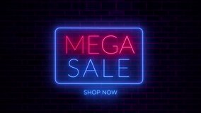 Mega Sale Neon Sign Animation, Neon Mega Sale Sign on Brick Wall - Powered by Shutterstock - Get 15% off with code: PIKWIZARD15