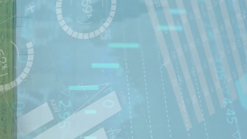 Animation of financial data processing over wind turbines. Global environment, finance, business, connections, computing and data processing concept digitally generated video. - Powered by Shutterstock - Get 15% off with code: PIKWIZARD15