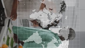 Animation of financial data processing over senior couple in kitchen. Global finance, business, connections, computing and data processing concept digitally generated video. - Powered by Shutterstock - Get 15% off with code: PIKWIZARD15