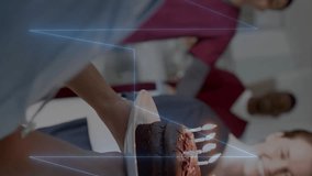 Medical staff celebrating birthday with cake, heart rate animation over scene. Healthcare, celebration, teamwork, hospital, nurse, doctor - Powered by Shutterstock - Get 15% off with code: PIKWIZARD15