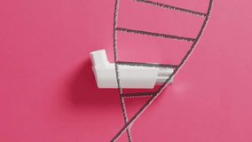 Inhaler placed within DNA strand animation on pink background. Medical, healthcare, genetics, biotechnology, asthma, respiratory - Powered by Shutterstock - Get 15% off with code: PIKWIZARD15