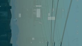 Stock market data animation over power lines and urban landscape. Finance, stocks, cityscape, economy, digital, electricity - Powered by Shutterstock - Get 15% off with code: PIKWIZARD15