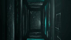 Geometric shapes and mathematical formulas animation over futuristic tunnel background. Abstract, geometry, mathematics, technology, digital, science - Powered by Shutterstock - Get 15% off with code: PIKWIZARD15