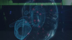 Animation of network of connections and brain over server room. Global technology and digital interface concept digitally generated video. - Powered by Shutterstock - Get 15% off with code: PIKWIZARD15