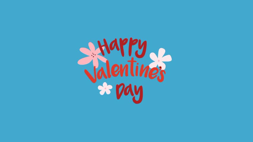 Be my Valentine animation on blue background.