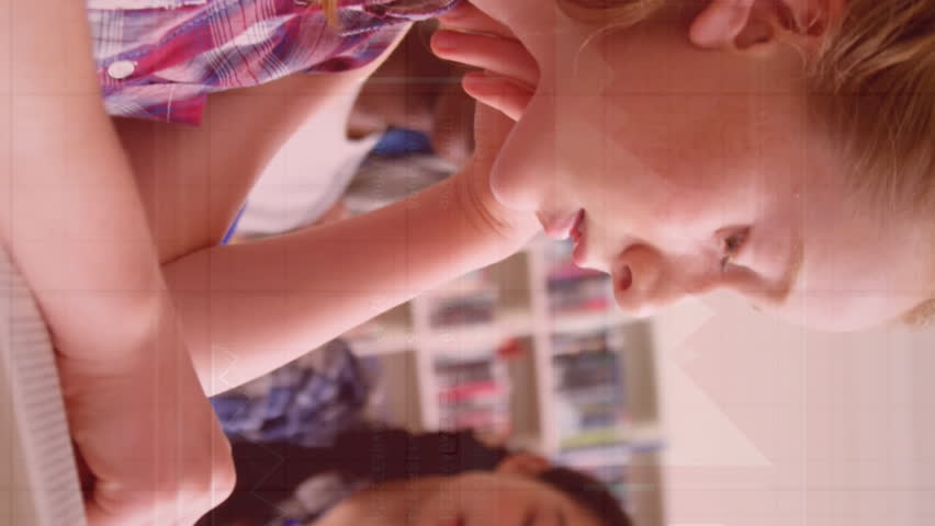 Animation of mathematical equations over schoolchildren using laptop. Elementary school education and learning concept digitally generated video. - Powered by Shutterstock - Get 15% off with code: PIKWIZARD15