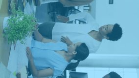 Animation of padlock icon over diverse business people having meeting at office. Global business, online security and digital interface concept digitally generated video. - Powered by Shutterstock - Get 15% off with code: PIKWIZARD15