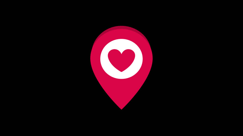 Spinning Heart Location Marker Icon on Transparent Background – Favorite Place