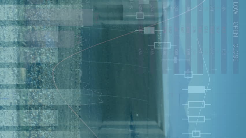 Animation of financial data and graphs over landscape with wind turbines. environment, sustainability, ecology, renewable energy concept digitally generated video. - Powered by Shutterstock - Get 15% off with code: PIKWIZARD15