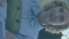 Animation of financial data processing over caucasian businesswoman in office. Global finance, business, connections, computing and data processing concept digitally generated video. - Powered by Shutterstock - Get 15% off with code: PIKWIZARD15