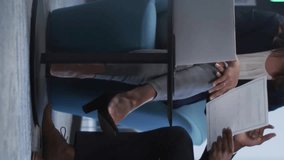 Analyzing data and discussing, business professionals with futuristic interface animation. data analysis, brainstorming, technology, innovation, digital interface, teamwork - Powered by Shutterstock - Get 15% off with code: PIKWIZARD15