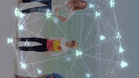 Network of connections and data processing animation over family enjoying beach. Technology, digital, outdoors, vacation, bonding, recreation - Powered by Shutterstock - Get 15% off with code: PIKWIZARD15