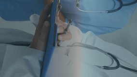 Processing medical data animation, healthcare discussing patient information in hospital. discussion, patients, teamwork, collaboration, technology - Powered by Shutterstock - Get 15% off with code: PIKWIZARD15