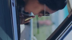 Woman driving convertible with environmental data and icons overlay animation. Sustainability, eco-friendly, futuristic, technology, innovation, animated - Powered by Shutterstock - Get 15% off with code: PIKWIZARD15