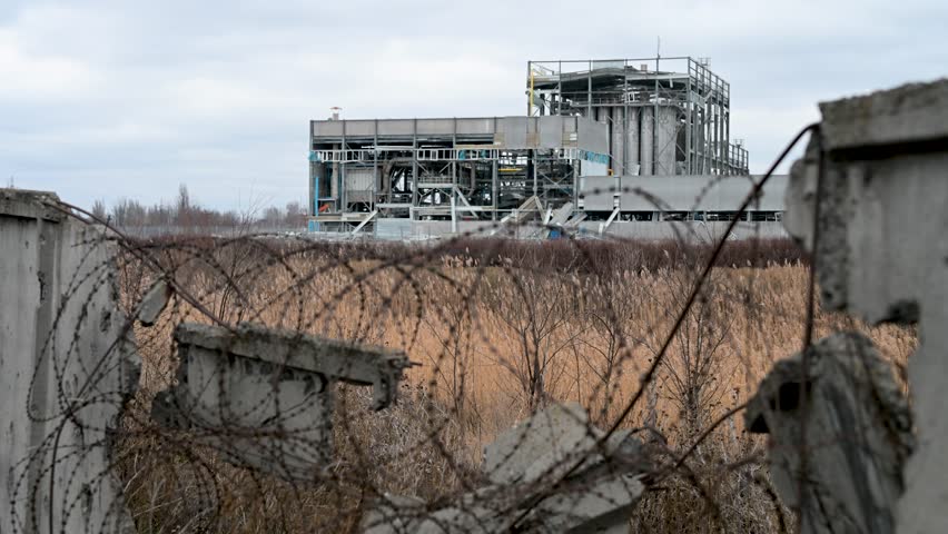 The ruins of an industrial plant near the frontline city of Kramatorsk, Ukraine. The factory was destroyed by a Russian missile strike, a blow to the region's economy.