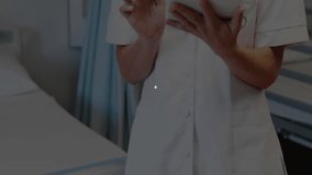 Doctor tapping tablet as loading circle pulsing, guiding network overlay during health data review. Medical, technology, digital, healthcare, innovation, data, analysis - Powered by Shutterstock - Get 15% off with code: PIKWIZARD15