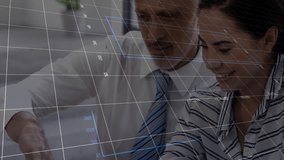 Manager updating bar chart reviewing metrics analyst leaning, colleague entering aligning to charts. Corporate, teamwork, data visualization, dashboard, collaboration, professional, modern - Powered by Shutterstock - Get 15% off with code: PIKWIZARD15