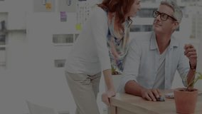 Office analyst clicking mouse showing animated charts tracking market trends as coworker leaning in. Finance, teamwork, analytics, professionalism, workspace, digital, growth - Powered by Shutterstock - Get 15% off with code: PIKWIZARD15