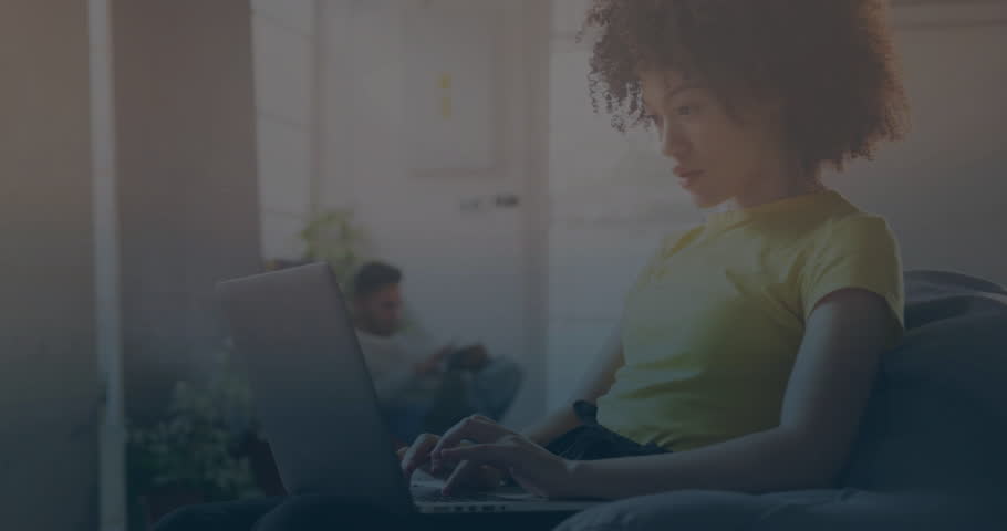 woman typing on laptop and generating animated finance charts while monitoring market performance. Data visualization, financial analysis, digital workspace, business growth, technology, home office,