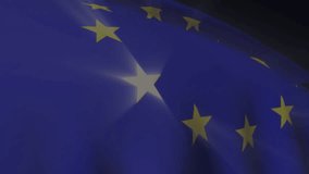 Upon close-up animated EU flag undulating while white binary digits falling to show data stream. Digital, technology, innovation, network, cybersecurity, futuristic, patriotic - Powered by Shutterstock - Get 15% off with code: PIKWIZARD15