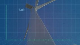 Worker monitoring wind turbine performance with animated line chart updating on sensor data spike. Renewable, technology, industrial, engineering, energy, infrastructure, progress - Powered by Shutterstock - Get 15% off with code: PIKWIZARD15
