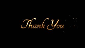 Thank You golden text animation on black background. Elegant calligraphy style with sparkling particles, perfect for appreciation messages, event endings. - Powered by Shutterstock - Get 15% off with code: PIKWIZARD15