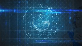 Grid interface fading in starting holographic globe spinning and lighting mesh for technology demo. Technology, innovation, digital, futuristic, data, network, visualization - Powered by Shutterstock - Get 15% off with code: PIKWIZARD15