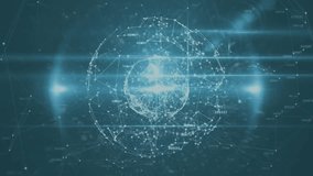 Globe materializing at center rotating while frames fading in and linking showing network growth. Wireframe, digital, connectivity, cyber, technology, data, futuristic - Powered by Shutterstock - Get 15% off with code: PIKWIZARD15