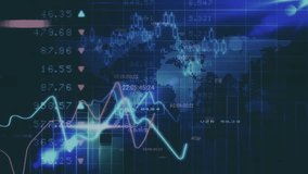 Opening grid, neon traces oscillating across map bars appearing while circling peaks showing trends. Futuristic, data visualization, digital interface, abstract, analytics, technology, innovation - Powered by Shutterstock - Get 15% off with code: PIKWIZARD15