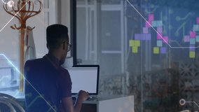 Colleagues tapping tablet, typing laptop sharing data driving business growth with animated overlay. Collaboration, innovation, technology, digital, workspace, productivity, communication - Powered by Shutterstock - Get 15% off with code: PIKWIZARD15