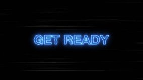 Glowing blue text get ready on a black background. Perfect for digital design projects, motivational posters, social media graphics, event promotions. glitch effect - Powered by Shutterstock - Get 15% off with code: PIKWIZARD15