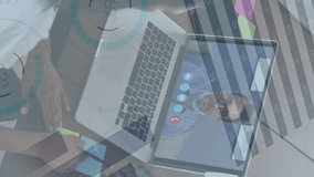 Animation of financial graphs and data over african american female designer having video call. economy, finance and business concept digitally generated video. - Powered by Shutterstock - Get 15% off with code: PIKWIZARD15