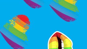 Animation of stars over multicolored open mouths and heart shapes against blue background. Digitally generated, hologram, illustration, lgbtqia culture, rainbow flag and gay pride symbol concept. - Powered by Shutterstock - Get 15% off with code: PIKWIZARD15