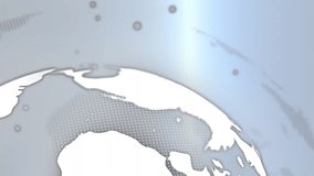 Animation of grey spots, spinning globe, data processing and blue light trails on grey background. Global networking and business technology concept - Powered by Shutterstock - Get 15% off with code: PIKWIZARD15