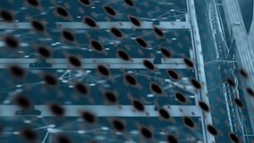 Animation of circular scanner and person icon and networks over computer server room. Data, digital interface, connection, processing, network and communication, digitally generated video. - Powered by Shutterstock - Get 15% off with code: PIKWIZARD15