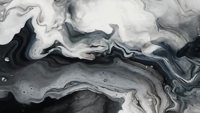 Seamless Looping Black and White Marble Ink Flow | Abstract Liquid Background in 4K