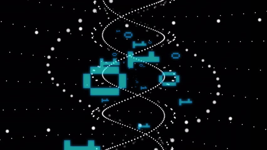 Animation of binary coding over dna strand. Social media, technology and digital interface concept digitally generated video. - Powered by Shutterstock - Get 15% off with code: PIKWIZARD15