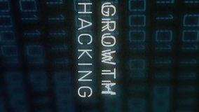 Binary code and Growth Hacking text animation over digital background. Technology, innovation, coding, programming, marketing, strategy - Powered by Shutterstock - Get 15% off with code: PIKWIZARD15