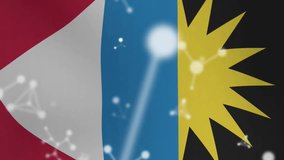 Antigua and Barbuda flag with scientific data processing animation overlay. Technology, innovation, analysis, digital, computing, network - Powered by Shutterstock - Get 15% off with code: PIKWIZARD15