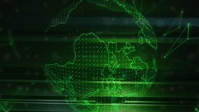 Animation of green digital globe and network connections in data center server racks. Technology, communication, servers, futuristic, internet, infrastructure - Powered by Shutterstock - Get 15% off with code: PIKWIZARD15