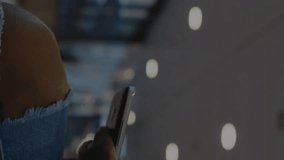 Animation overlaying smartphone use by person in modern office setting. Technology, innovation, digital, connectivity, workplace, mobile - Powered by Shutterstock - Get 15% off with code: PIKWIZARD15