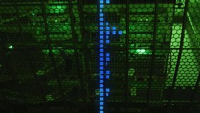 Soundwave animation overlaying green-lit server room environment with blue tones. Technology, digital, networking, data center, cybersecurity, futuristic - Powered by Shutterstock - Get 15% off with code: PIKWIZARD15