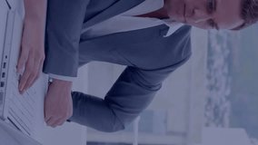 Discussing data analytics, business professionals using digital interface in meeting room. Teamwork, collaboration, digital technology, innovation, analysis, brainstorming - Powered by Shutterstock - Get 15% off with code: PIKWIZARD15